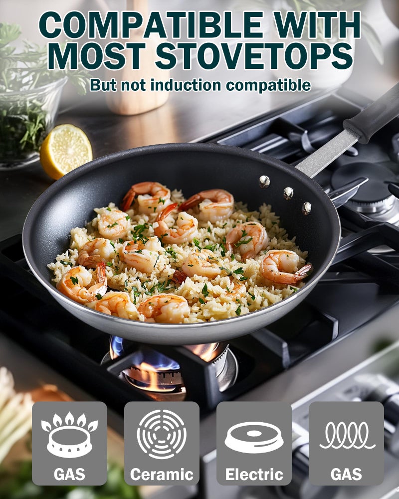 Cooks Standard Nonstick Frying Pan 8-Inch, Heavy Duty Skillet Pan, Professional Aluminum Omelette Pan ,Metalic - Image 3